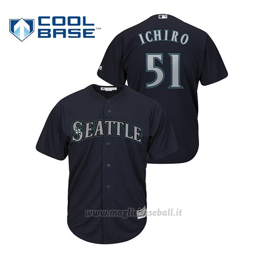 Maglia Baseball Uomo Seattle Mariners Ichiro Suzuki Cool Base Majestic Blu